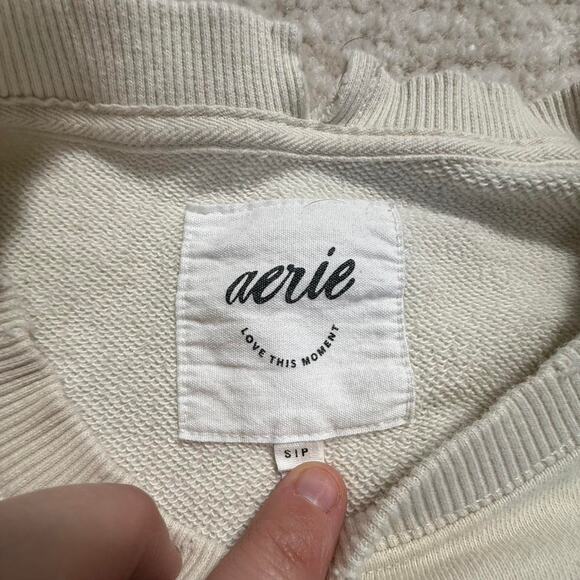 Cream aerie love crewneck sweatshirt baggy loose oversized small - Picture 5 of 5